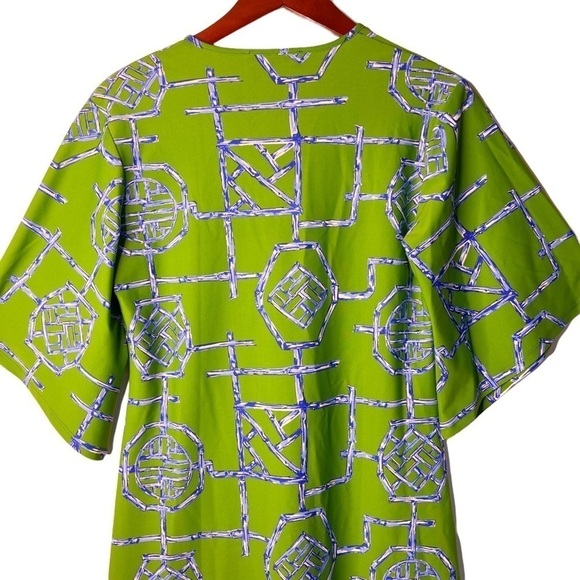 JUDE CONNALLY NWT Bamboo Lattice Print Knit Split V Neck Midi Dress Size XS - Picture 13 of 15